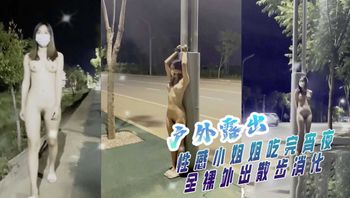 性感小姐姐吃完宵夜 全裸外出散步消化